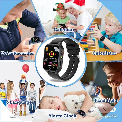 Miniatura 6 de Reloj inteligente para niños de 4 a 12 años, 26 juegos de rompecabezas, cámara HD, reproductor de música de video, podómetro, linterna, cronómetro