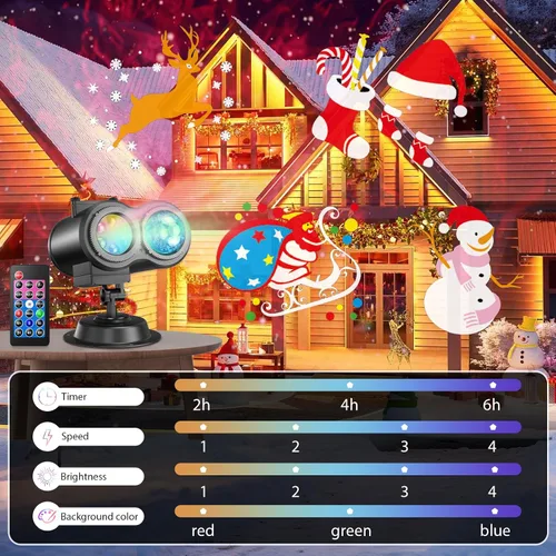 Miniatura 5 de Proyector de luces de Navidad de Halloween con 4 grandes patrones, para exteriores, 29 efectos, luz de proyector de vacaciones al aire libre 2 en 1