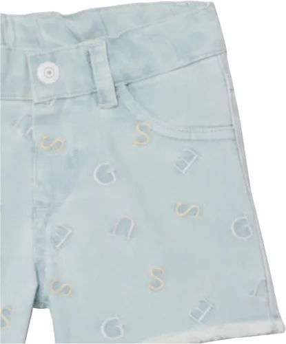Miniatura 2 de GUESS Pantalones cortos de mezclilla elásticos bordados para niñas