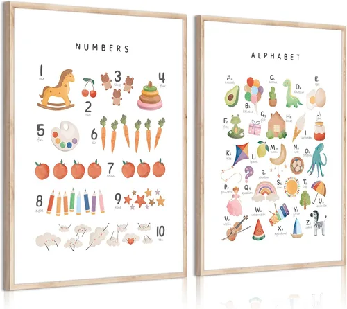 Miniatura 18 de Arte de pared para sala de juegos para niños, póster de lienzo con versículo bíblico, decoración de pared del alfabeto abc, imágenes de escrituras