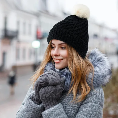 Miniatura 6 de zowya Gorro de punto suave cálido para mujeres y hombres, sombrero de invierno de doble cara