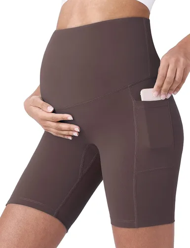 POSHDIVAH - Pantalones cortos de yoga para embarazadas, cubren la barriga, pantalones deportivos cortos para correr, hacer ejercicio y el verano,