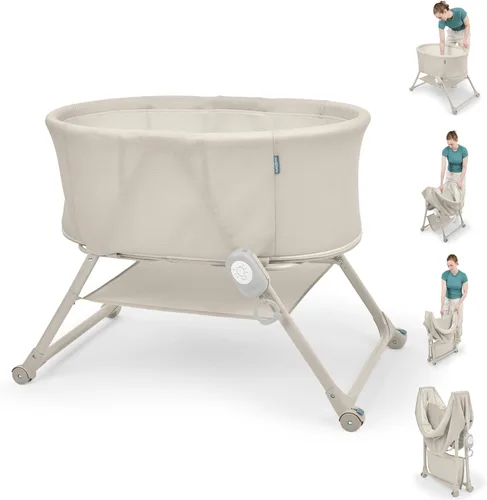 Miniatura 14 de Ingenuity Snooze & Stow - Moisés portátil para bebé, fácil de plegar con sonido, luz, vibración, laterales de malla, estante de almacenamiento