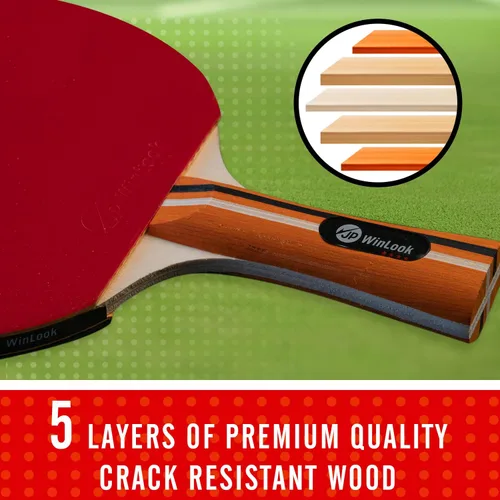 Miniatura 4 de JP WinLook Juego de palas de ping pong, juego de paletas de tenis de mesa portátil con palas de ping pong, estuche profesional y pelotas de ping