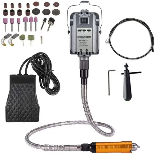 Amoladora de eje flexible de 1200 W, herramienta giratoria eléctrica para colgar, rotación hacia adelante y hacia atrás, kit de reparación de joyas