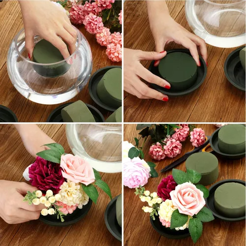 Miniatura 3 de Maitys Kit de arreglo floral redondo de espuma floral verde húmedo de espuma floral para decoración de pasillos, bodas, fiestas