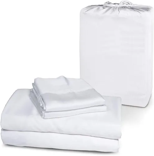 Miniatura 12 de Femini Fashion Juego de sábanas de 4 piezas con bolsillos extra profundos de 1000 hilos, 100% algodón orgánico, bolsillo profundo de 30 pulgadas