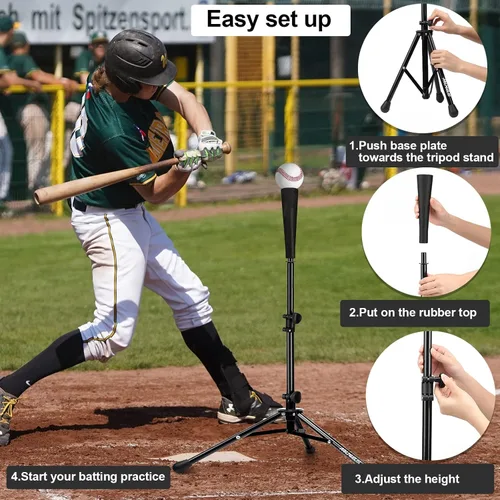 Miniatura 5 de Baseball Tee Batting Tee Softball Tee Portable Travel Hitting Tee,Easy Adjustable Height,Stable Tripod Stand