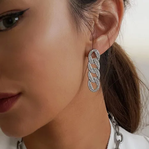 Miniatura 2 de Aretes de clip para mujer, aretes de cadena con clip para niñas