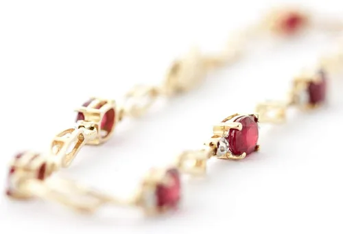 Miniatura 4 de Galaxy Gold GG Pulsera de tenis de oro amarillo macizo de 14 k Diamante rubí de 4.21 ct