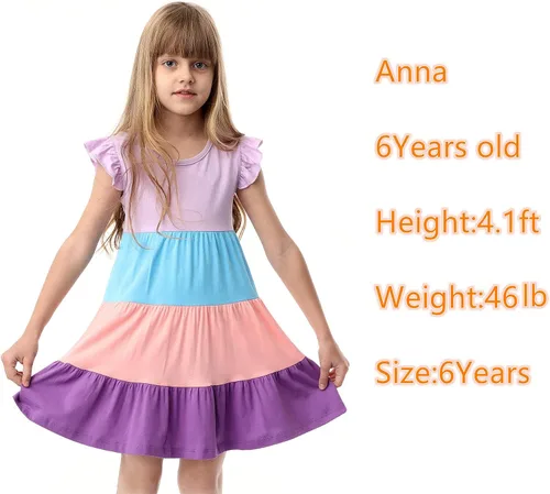 Miniatura 3 de HILEELANG Vestidos de manga corta para niñas pequeñas