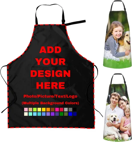 Delantales personalizados para mujer con bolsillos, delantal personalizado, diseño de tu propio texto, foto, logotipo, delantal de cocina ajustable