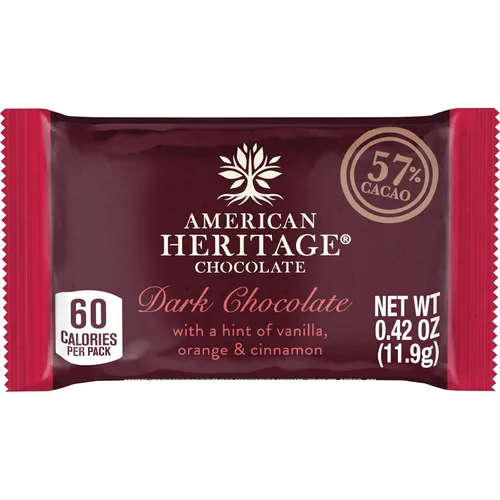 Miniatura 3 de American Heritage Chocolate, Cuadrados de degustación artesanal, 57% de cacao, chocolate negro con toques de vainilla, naranja y canela en un solo