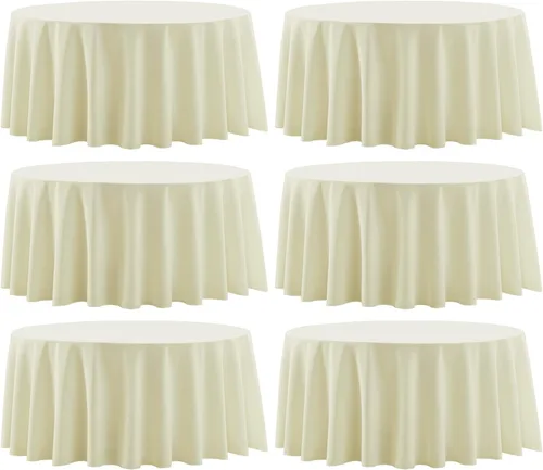 Miniatura 37 de Paquete de 2 manteles redondos de 90 pulgadas, manteles lavables de poliéster de lino decorativo para la mesa del comedor, banquetes, fiestas