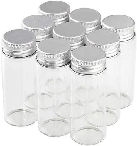 Miniatura 16 de Tarros de vidrio transparente de 1.4 fl oz con tapa de rosca de aluminio, botellas vacías tapas doradas, botellas de vidrio 12