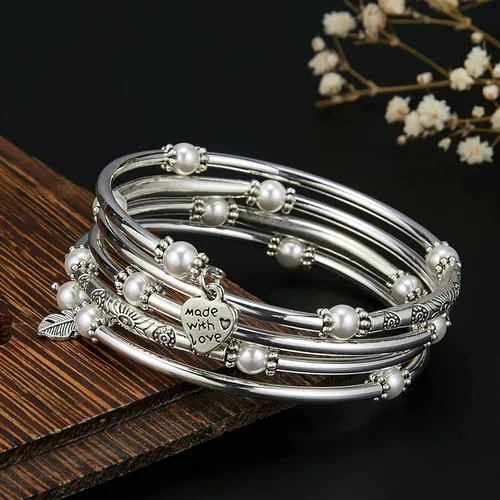 Miniatura 2 de FULU AUTUMN Pulseras de cuentas para mujer, pulseras de plata para mujer, joyería de disfraces, regalo de moda