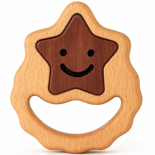 Miniatura 11 de HippoToys - Sonajero de madera hecho a mano Juguete de dentición natural Juguete de desarrollo sensorial Montessori Juguete orgánico no tóxico