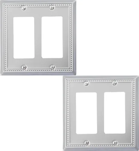 Miniatura 32 de OKAWYC Cubierta de Interruptor de Luz de Tomacorriente Dúplex Individual Belaire de Metal con Cuentas para Pared, Paquete de 4 Latón Antiguo 1 Gang