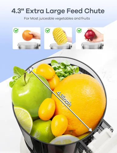 Miniatura 3 de Máquinas de exprimir Ganiza, exprimidor de prensa fría con gran canal de alimentación para frutas y verduras enteras, exprimidores de masticación