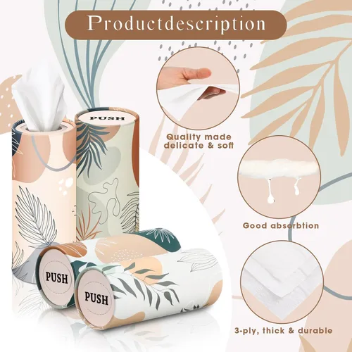 Miniatura 3 de Outus 12 soportes para cilindros de pañuelos de automóvil con 3 capas de pañuelos faciales a granel negro y blanco redondo para pañuelos, cajas