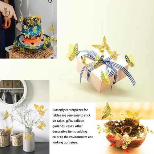 Miniatura 6 de Meikeer Decoración de pared de mariposa 3D, 48 piezas, 4 estilos y 3 tamaños, calcomanías de pared extraíbles para cumpleaños, fiestas, decoraciones