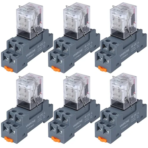 Miniatura 29 de Relé de potencia electromagnética, bobina de relé de CA de 8 pines de 10 amperios 110 V/120 V con base de enchufe, indicador LED, DPDT 2NO 2NC - 9