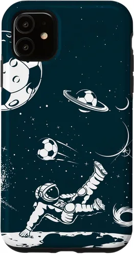 Miniatura 8 de Funda para iPhone 16 para teléfono de fútbol, amante del fútbol, jugador de fútbol espacial, funda de astronauta