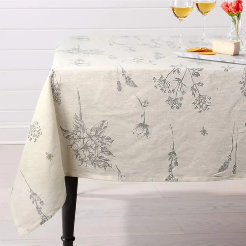 ColorBird Mantel de Algodón y Lino con Estampado de Helecho, Cubierta de Mesa Decorativa Botánica Natural de Jardín Rústico para Cocina, Comedor,