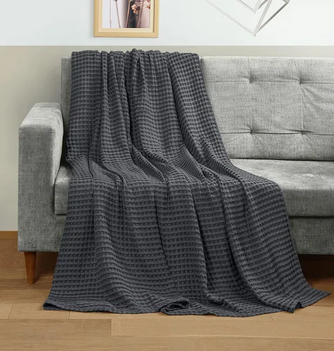 Miniatura 34 de Utopia Bedding Manta de punto gofre de 100 % algodón, tamaño grande para cama, ligera, transpirable, suave y acogedora, regalos para mujeres Blanco