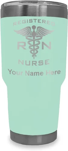 Miniatura 17 de LaserGram Vaso aislado al vacío de 20 onzas, enfermera registrada RN, grabado personalizado incluido (negro)