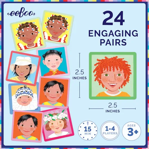 Miniatura 2 de eeBoo: I Never Forget a Face, Juego de Memoria y Emparejamiento, Desarrollo y Educación, 24 Parejas para Emparejar, Función Individual