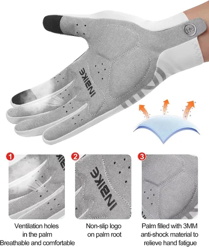 Miniatura 4 de INBIKE Guantes de ciclismo para hombre y mujer, forro polar fino, para pantalla táctil, guantes de bicicleta acolchados para correr, conducir
