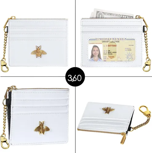 Miniatura 73 de SEAVILIA Tarjetero llavero cartera para mujer con ventana de identificación RFID monedero regalo abeja delgada minimalista pequeña cartera