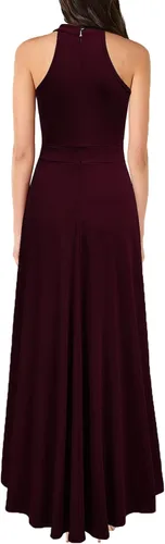 Miniatura 2 de MUSHARE Vestido largo de fiesta formal con cuello halter y volantes para mujer