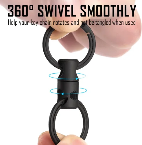 Miniatura 6 de KeyUnity KM15BK Titanium EDC Abridor de botellas Llavero Clip con anillo D y anillo giratorio KA15BK