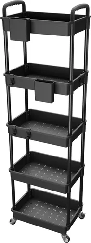 Miniatura 9 de Carrito rodante de 3 niveles con cajón, carrito de servicio REBECAT hecho de organizador de almacenamiento multifuncional para cocina, baño, sala