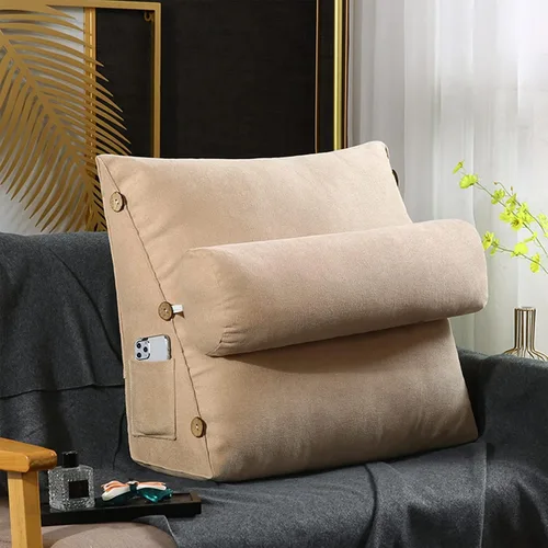 Miniatura 15 de Almohada de lectura y televisión, almohada de cuña de espalda con almohada ajustable para el cuello y bolsillos, almohada de lectura para reposo