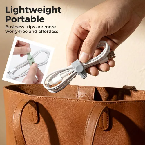 Miniatura 5 de Bridas de silicona para cables, organizador de cables y organizador de cables, bridas reutilizables para cables, auriculares, oficina y viajes