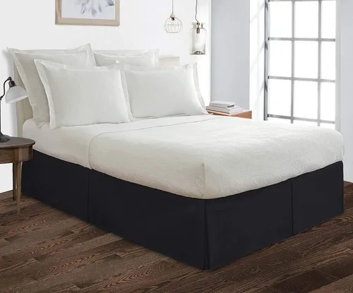 Miniatura 9 de Cotton Delight Falda de cama tamaño Queen 100% tela de mezcla de algodón, ajuste a medida de alta calidad, 1 falda de cama tamaño Queen de 12 Negro