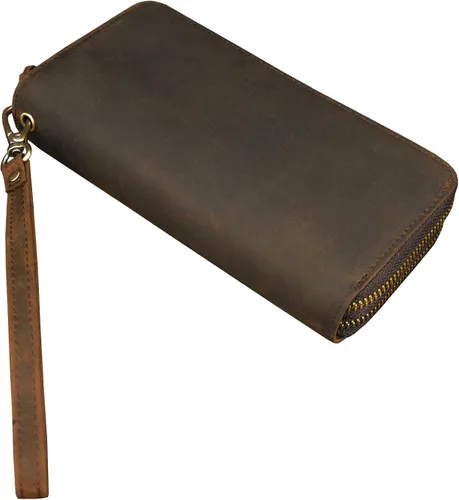 Miniatura 2 de LUUFAN Cartera larga de cuero genuino para hombre, cartera plegable grabada
