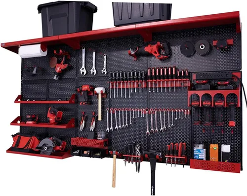 Miniatura 27 de OmniWall Weekend Warrior XL - Sistema de organización de pared de metal (negro/azul)