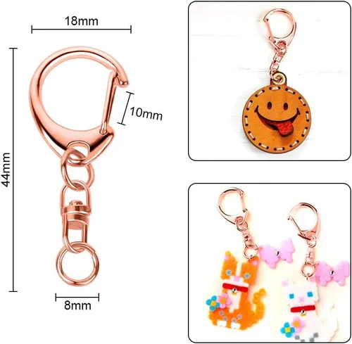 Miniatura 2 de 50 piezas Roctee - Gancho giratorio para cordón con llaveros, ganchos de metal para llavero de cordón, para manualidades, cierre de langosta