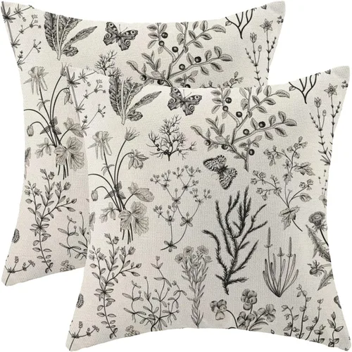 Miniatura 43 de AEIOAE Fundas de Almohada de Primavera 12x20 Pulgadas Juego de 2, Fundas de Almohadas Decorativas de Flores Silvestres y Plantas Verde Salvia