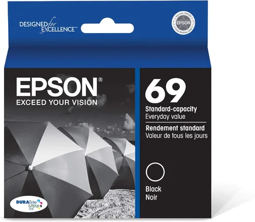 Cartuchos de inyección de tinta Epson DURABrite T06 Ultra 69 de capacidad estándar, Negro Paquete de 1