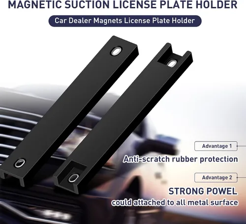 Miniatura 2 de Paquete de 2 soportes magnéticos para placas de matrícula, soporte de etiqueta temporal para placas de matrícula de concesionario de automóviles