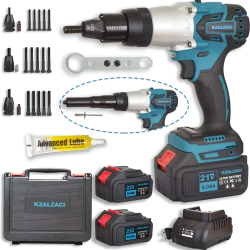 Herramienta eléctrica 2 en 1 para remache/tuerca remachadora, pistola inalámbrica para tuercas (1/4 pulgadas, 5/16 pulgadas, 3/8 pulgadas), pistola