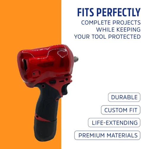 Miniatura 2 de Protoco JB-65 Funda protectora para llave de impacto rechoncha Milwaukee M12-2554/2555 (3/8" o 1/2"), cubierta de herramientas, color rojo