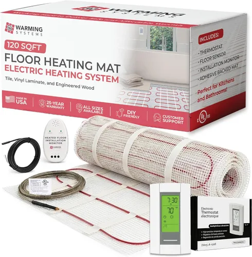 Miniatura 14 de Alfombrilla de calefacción radiante eléctrica de 65 pies cuadrados 120V – Incluye alfombrilla de calefacción, termostato programable, sensor de piso