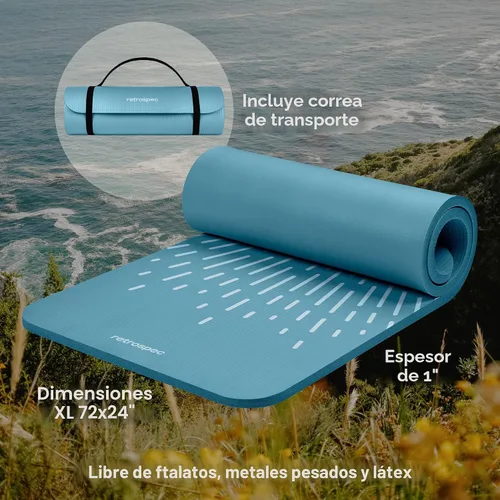 Miniatura 2 de Retrospec Solana - Tapete de yoga de 1 pulgada de grosor con correa de nailon, unisex, antideslizante, para yoga, pilates, estiramiento, ejercicios