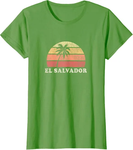 Miniatura 4 de El Salvador Vintage 70s Retro Throwback Design Camiseta, Azul